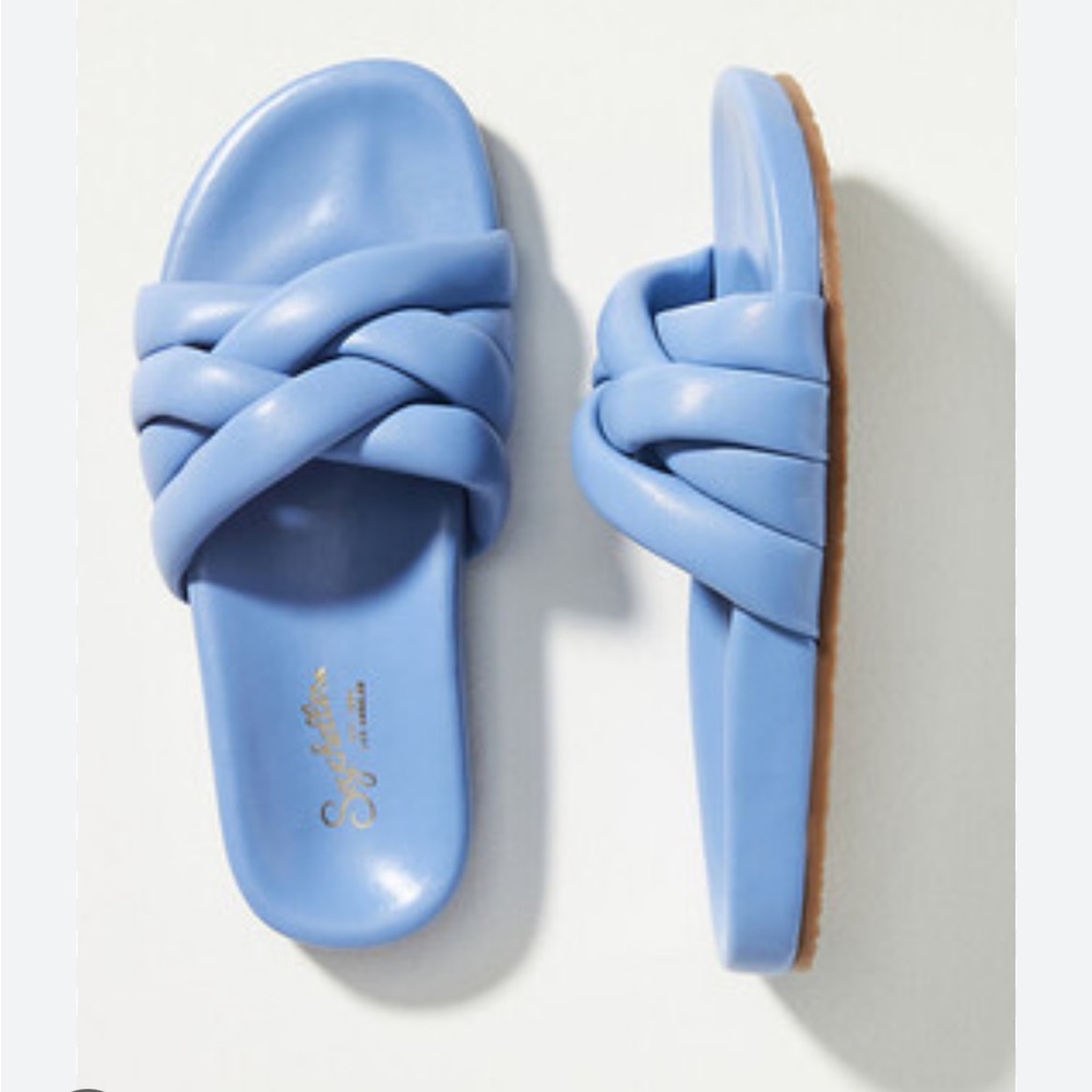 Periwinkle Leather Slides